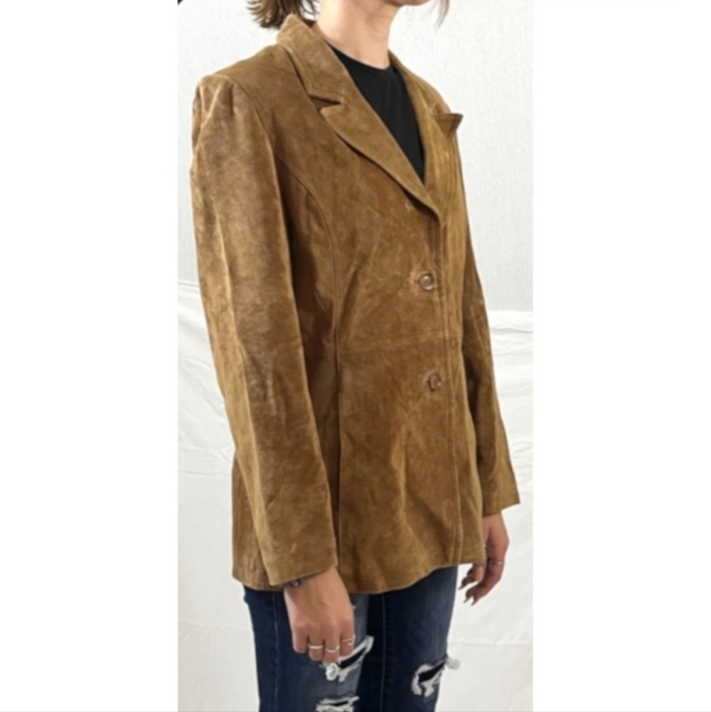 Vintage St. John's Bay Washable Suede Jacket Coat Brown Leather Women's Medium M - Picture 5 of 12